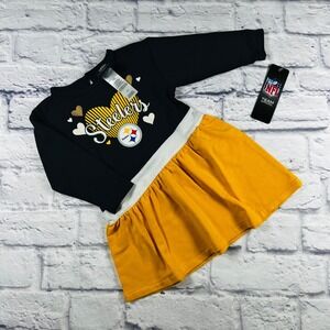 NFL Team Apparel Pittsburgh Steelers Baby Girl Dress Black Gold 12 Month NWT